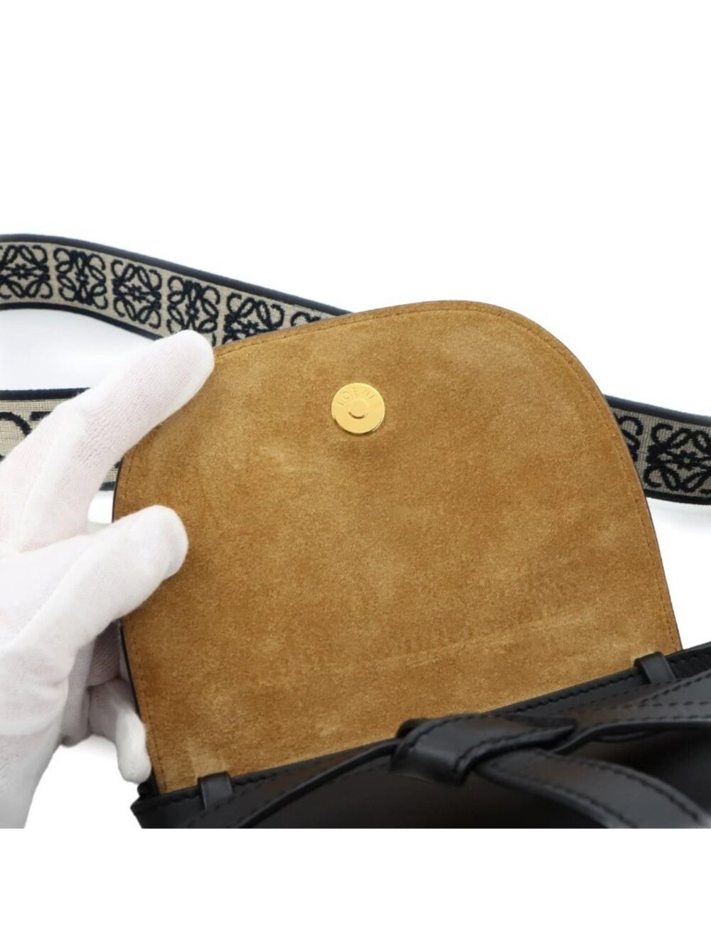 ★SOLD★ Loewe Gate Dual Mini Shoulder Bag Leather Black Gold - Picture 9 of 10